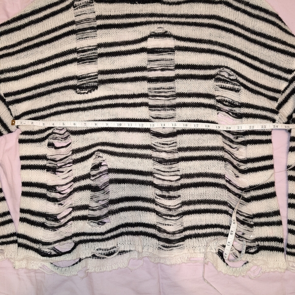 The Ragged Priest Black and White Striped Sweater - Picture 4 of 5